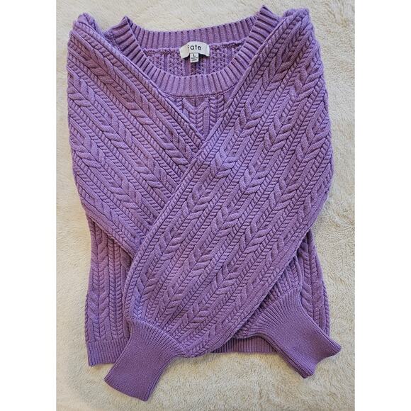Fate Cable Knit Sweater, Puff Sleeve Wool Blend Womens Sz L, NEW - Picture 4 of 7